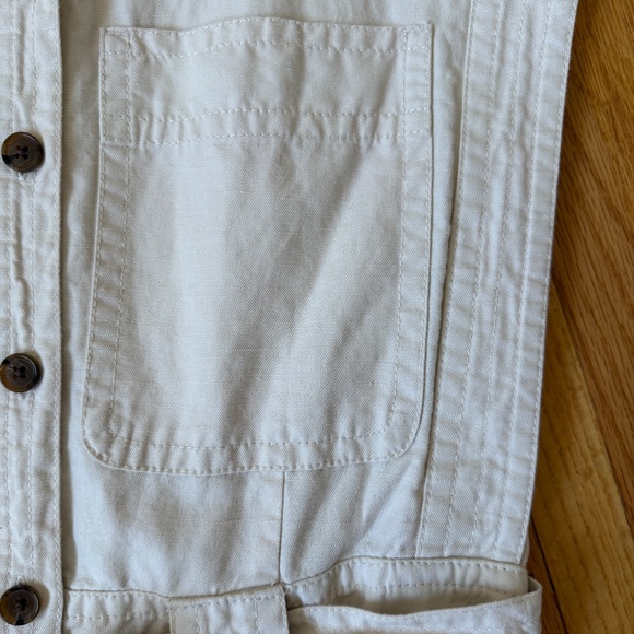 Banana Republic Cream Cotton Tie Waist Jumpsuit - Picture 9 of 12